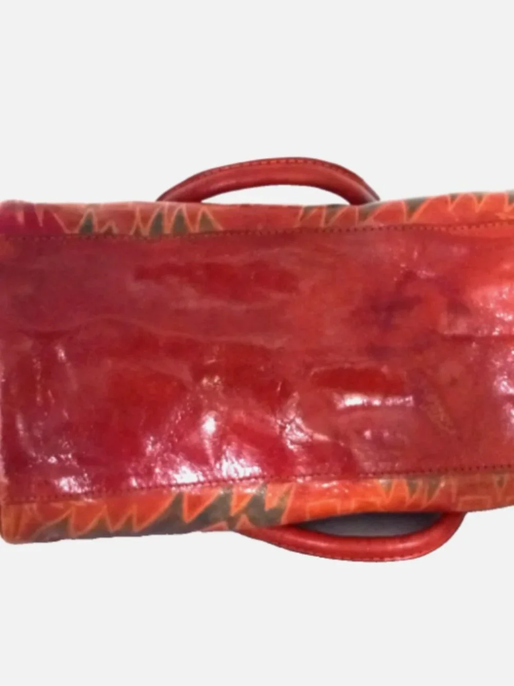VTG Hand Painted Leather Elephant Satchel Bag India Boho Artisan Jungle Purse